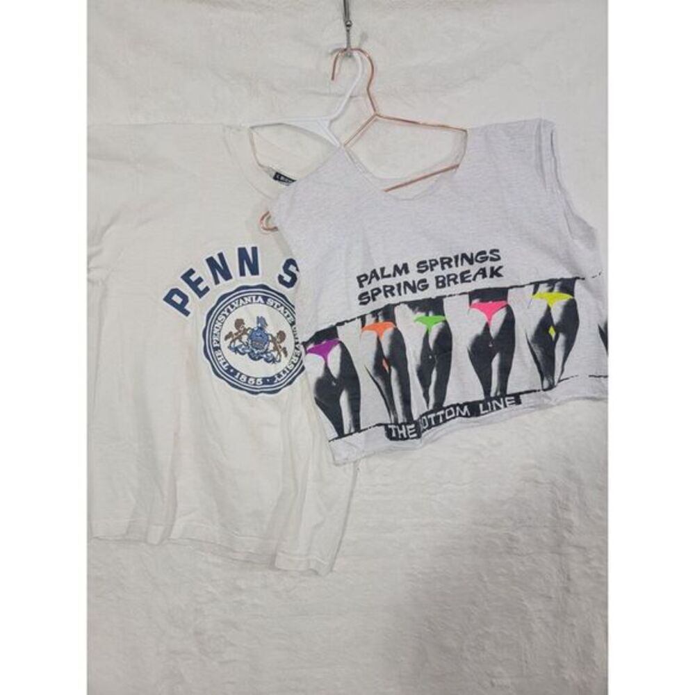 SET OF 2 Vintage 90s 00s T Shirt -  Palm Springs Short Top & PENN STATE USA Made
